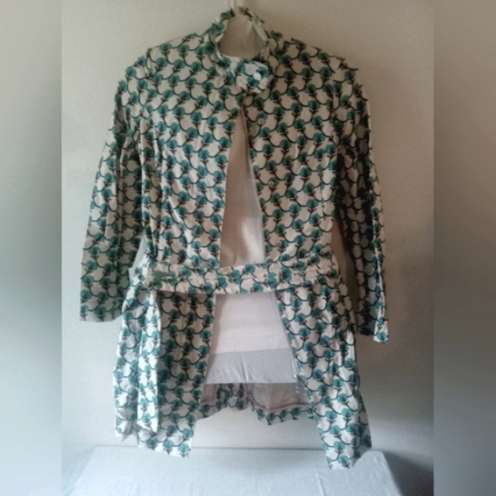 Ted Baker London Cotton Off-White Flora Belted Coat - Size: 4 = TB Chart Size: L